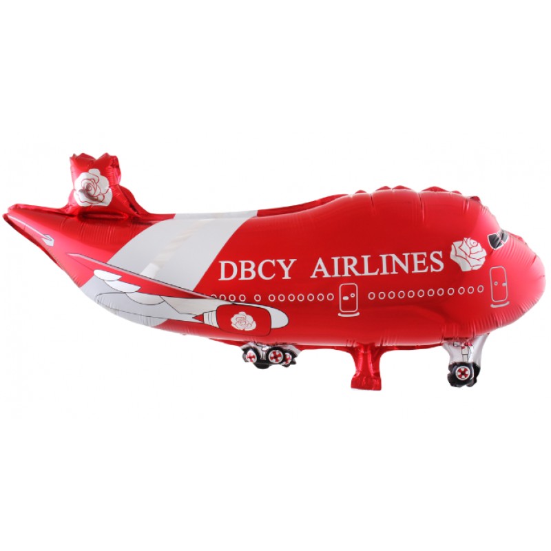 Фольга фигура большая Красный самолет (Китай)