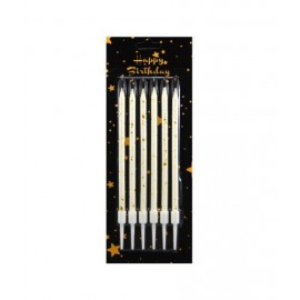 Свічки прямі білі золотими краплями (6 шт.)