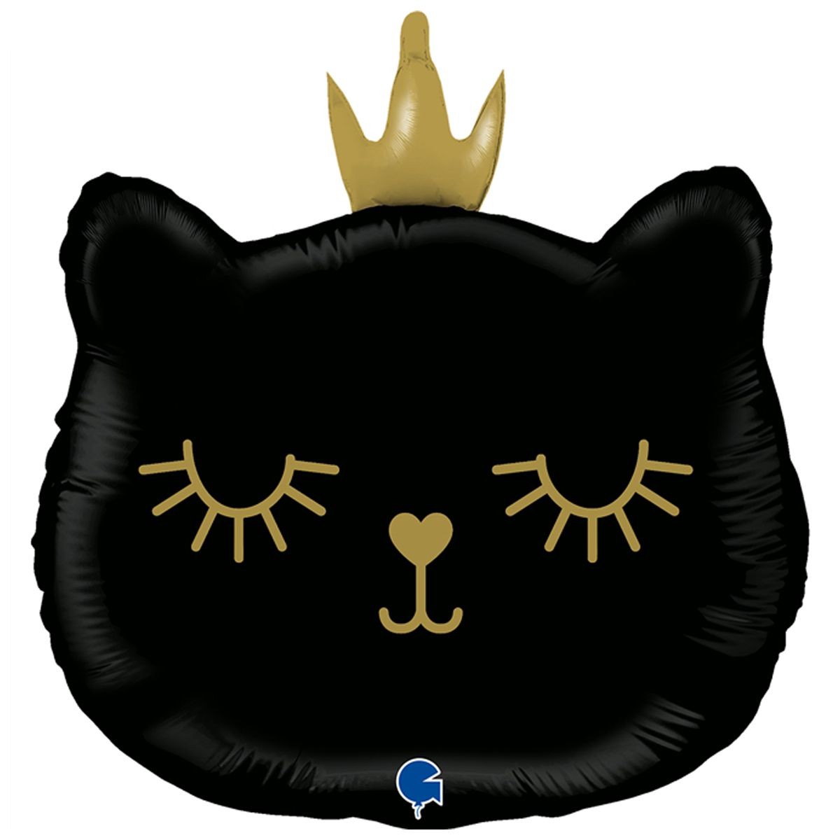 Фольгована фігура велика Кішечка з короною Чорна (Grabo)